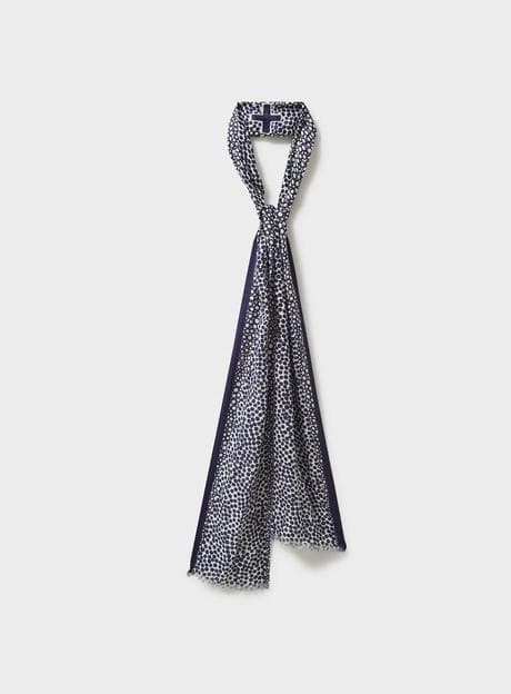 Biodegradable Italian Tencel Navy Circle Wave Neck Scarf