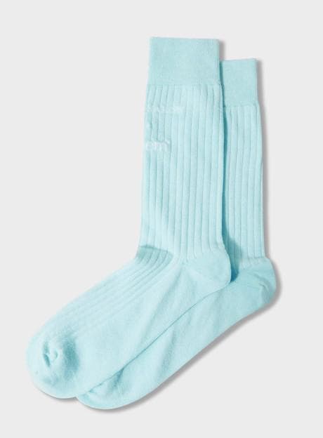Recycled British Ribbed Cotton Sky Men's Socks
