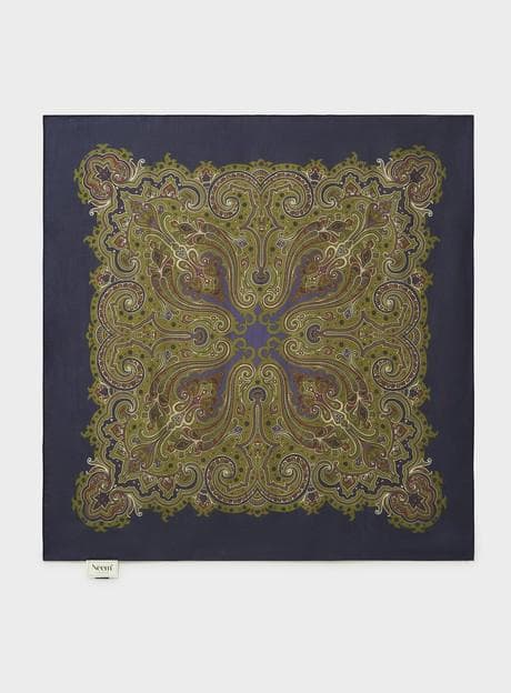 Biodegradable Italian Tencel Navy Paisley Neck Scarf