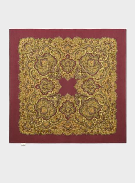 Biodegradable Italian Tencel Burgundy and Gold Paisley Flamboyant Scarf