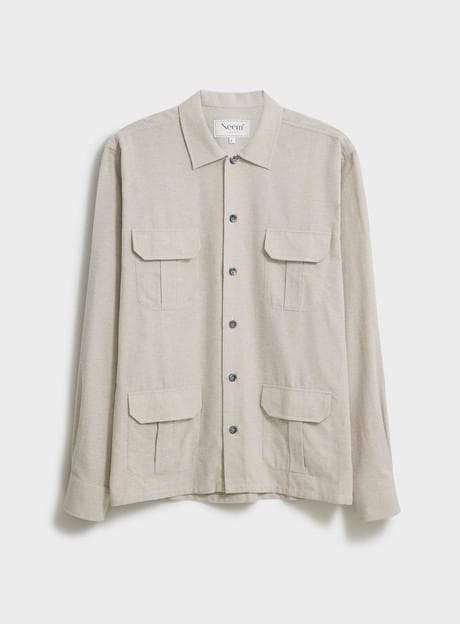 Recycled Italian Flannel Oatmeal Over-Shirt