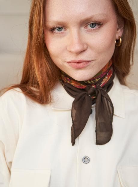 Biodegradable Italian Tencel Orange Paisley Neck Scarf